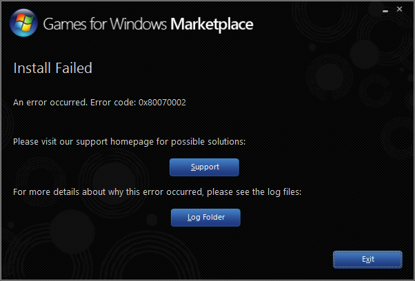 Games For Windows Live client error